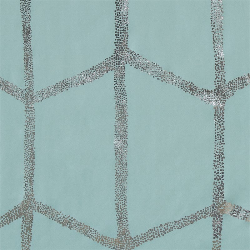 Intelligent Design Raina Polyester Microfiber Shower Curtain in Aqua Blue/Silver