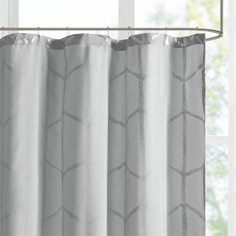 Intelligent Design Raina Polyester Microfiber Shower Curtain in Gray/Silver