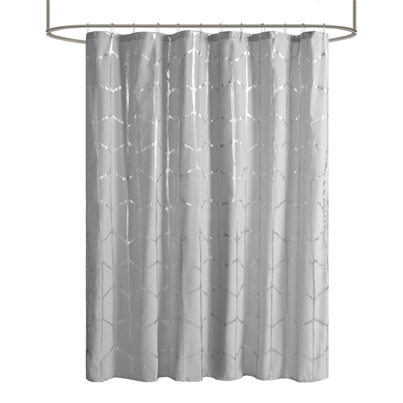 Intelligent Design Raina Polyester Microfiber Shower Curtain in Gray/Silver