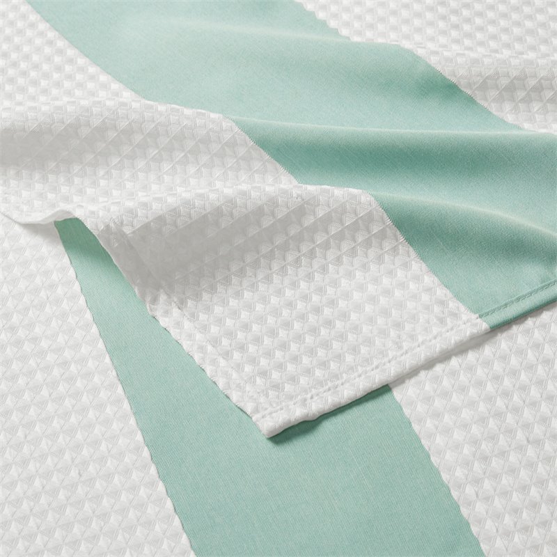 Madison Park Spa Waffle Weave Woven Polyester Shower Curtain in Aqua Blue
