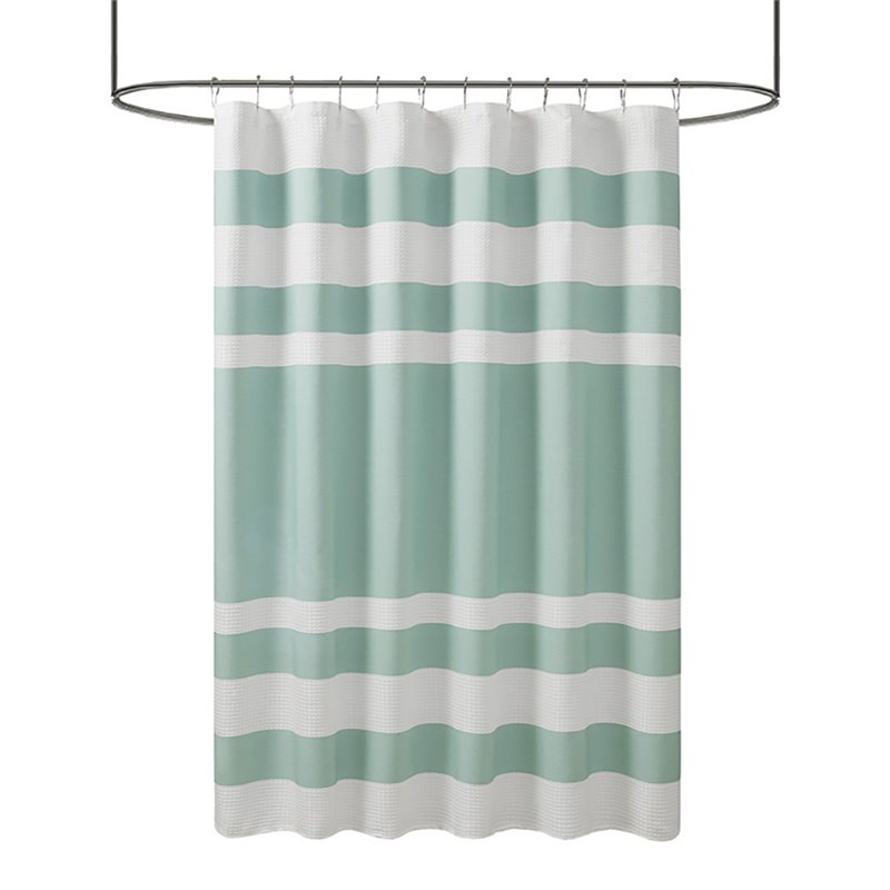 Madison Park Spa Waffle Weave Woven Polyester Shower Curtain in Aqua Blue