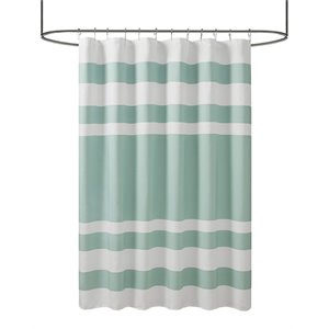 Madison Park Spa Waffle Weave Woven Polyester Shower Curtain in Aqua Blue