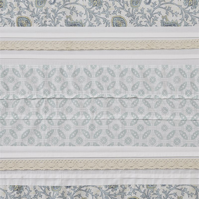 Madison Park Dawn Cotton Printed and Pieced Shower Curtain in Blue