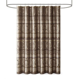 Madison Park Bellagio Polyester Jacquard Shower Curtain in Brown