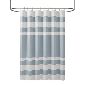 Madison Park Spa Waffle Weave Woven Polyester Shower Curtain in Blue