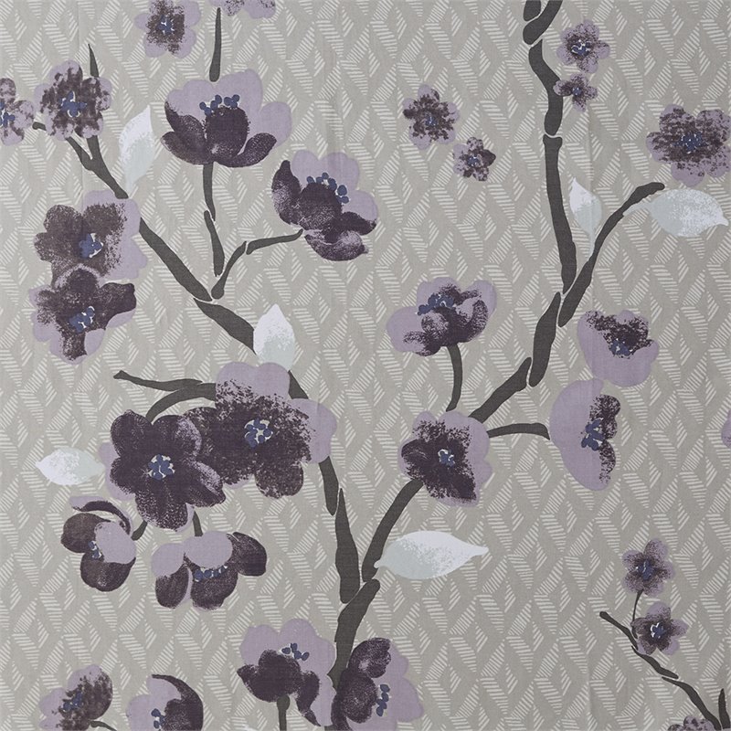 Madison Park Holly Cotton Printed Cherry Blossom Shower Curtain in Purple