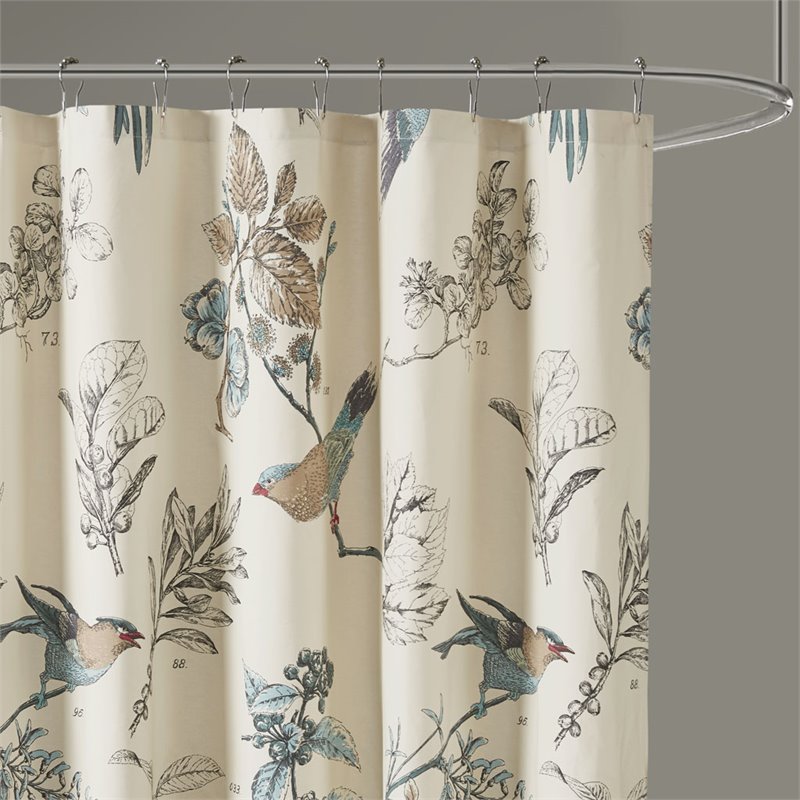 Madison Park Quincy Cotton Printed Shower Curtain in Khaki Brown