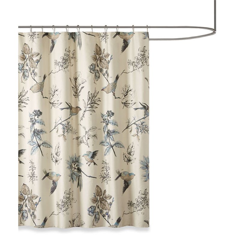 Madison Park Quincy Cotton Printed Shower Curtain in Khaki Brown