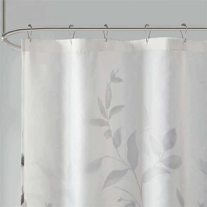 Madison Park Cecily Rayon Polyester Printed Burnout Shower Curtain in Gray