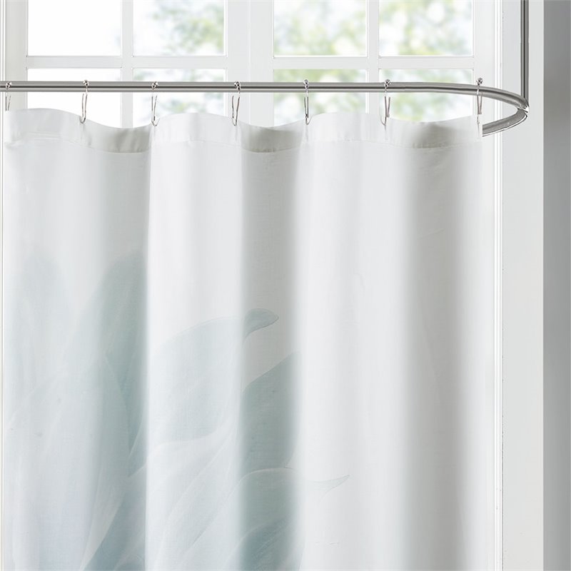 Madison Park Norah Cotton Printed Shower Curtain in Aqua Blue