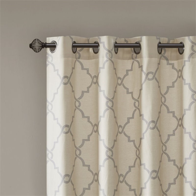 Madison Park Saratoga Polyester Fabric Geometric Fretwork Panel in Beige