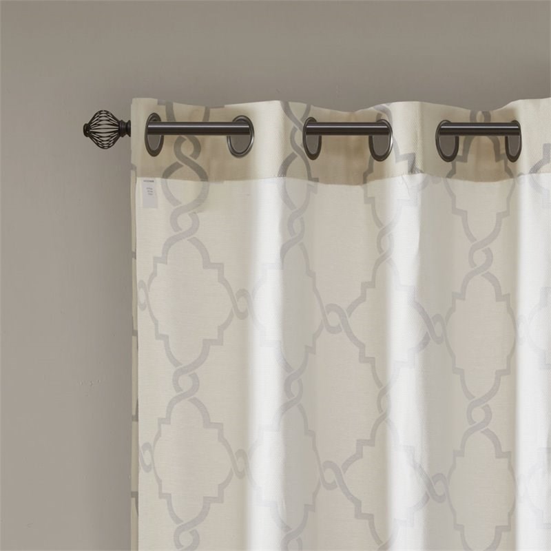 Madison Park Saratoga Polyester Fabric Geometric Fretwork Panel in Beige