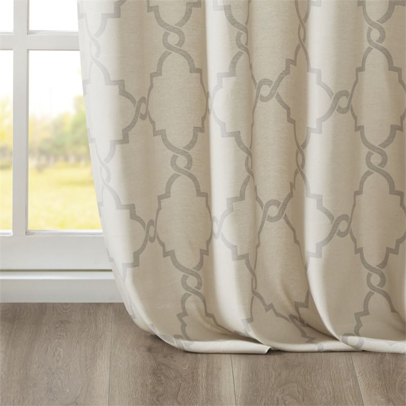 Madison Park Saratoga Polyester Fabric Geometric Fretwork Panel in Beige