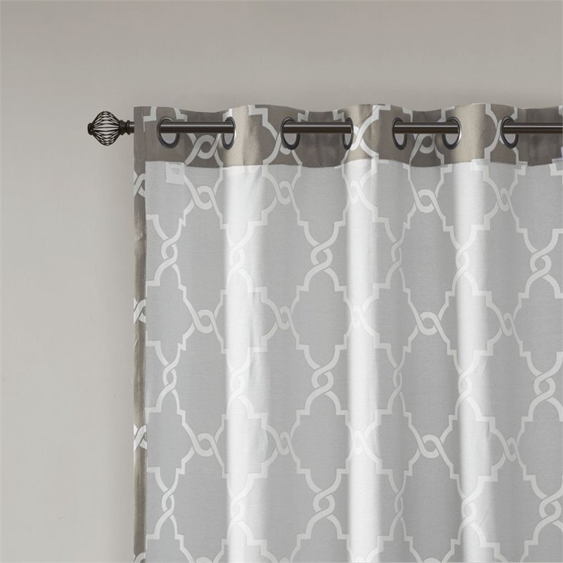 Madison Park Saratoga Polyester Fabric Geometric Fretwork Panel in Gray