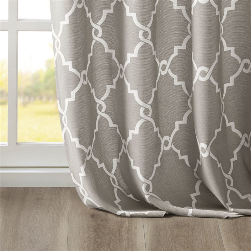 Madison Park Saratoga Polyester Fabric Geometric Fretwork Panel in Gray