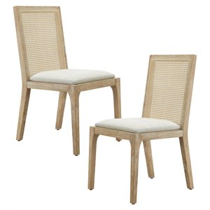 Madison Park Canteberry 20&quot Solid Wood Fabric Dining Chair - Natural (Set of 2)