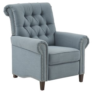 madison park aidan polyester fabric and solid wood recliner in blue