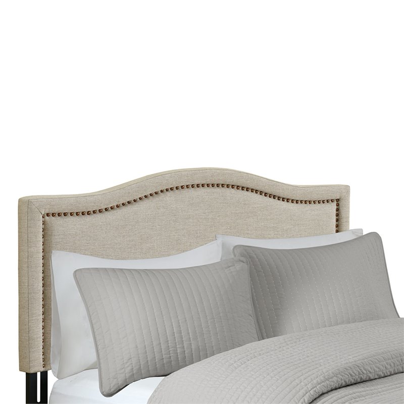 Madison Park Nadine Polyester Fabric and Metal Queen Size Headboard in Black/Cream