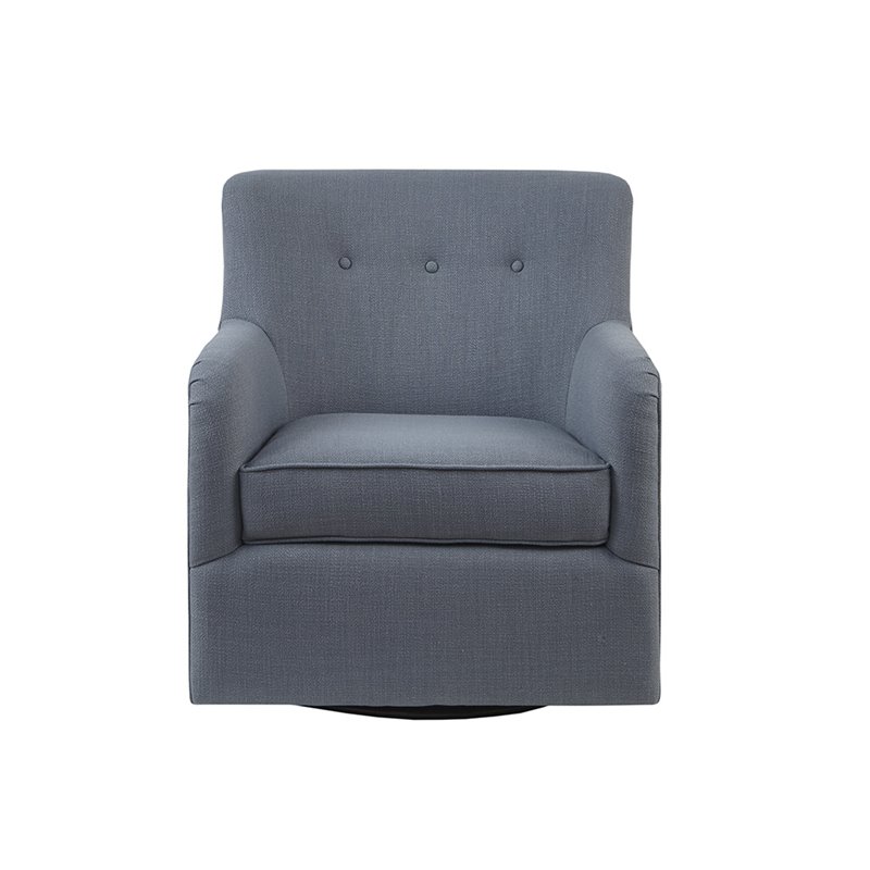 Madison Park Adele Solid Wood and Polyester Fabric Swivel Chair in Blue