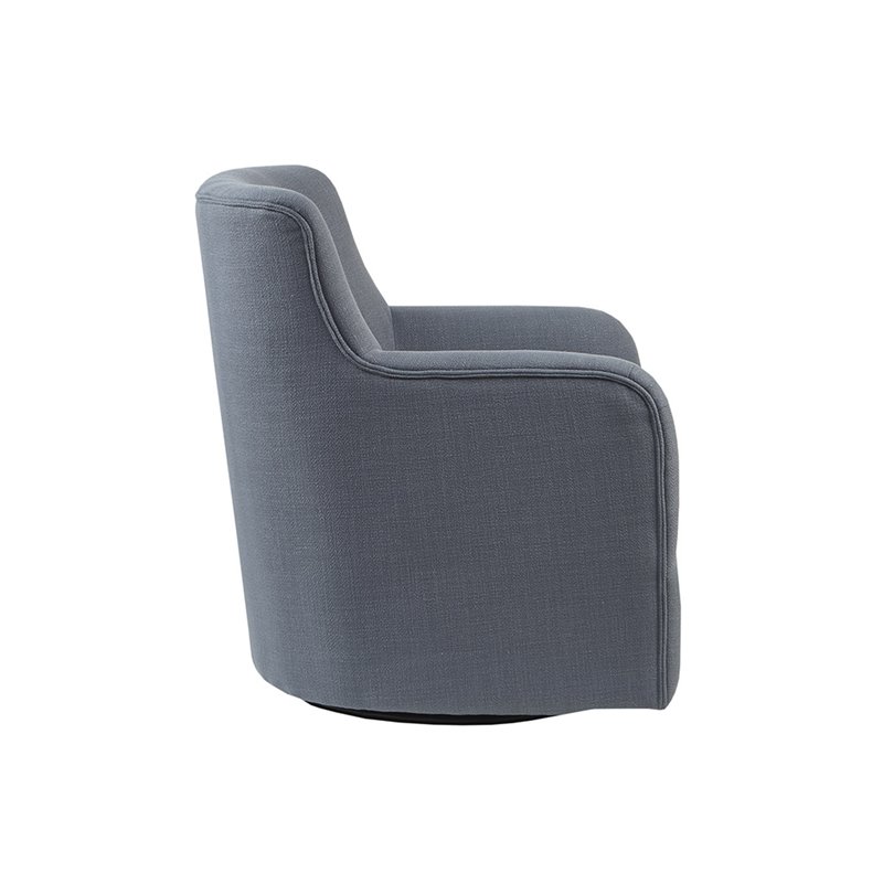 Madison Park Adele Solid Wood and Polyester Fabric Swivel Chair in Blue