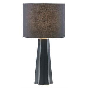 martha stewart athena modern ceramic and fabric table lamp in matte black