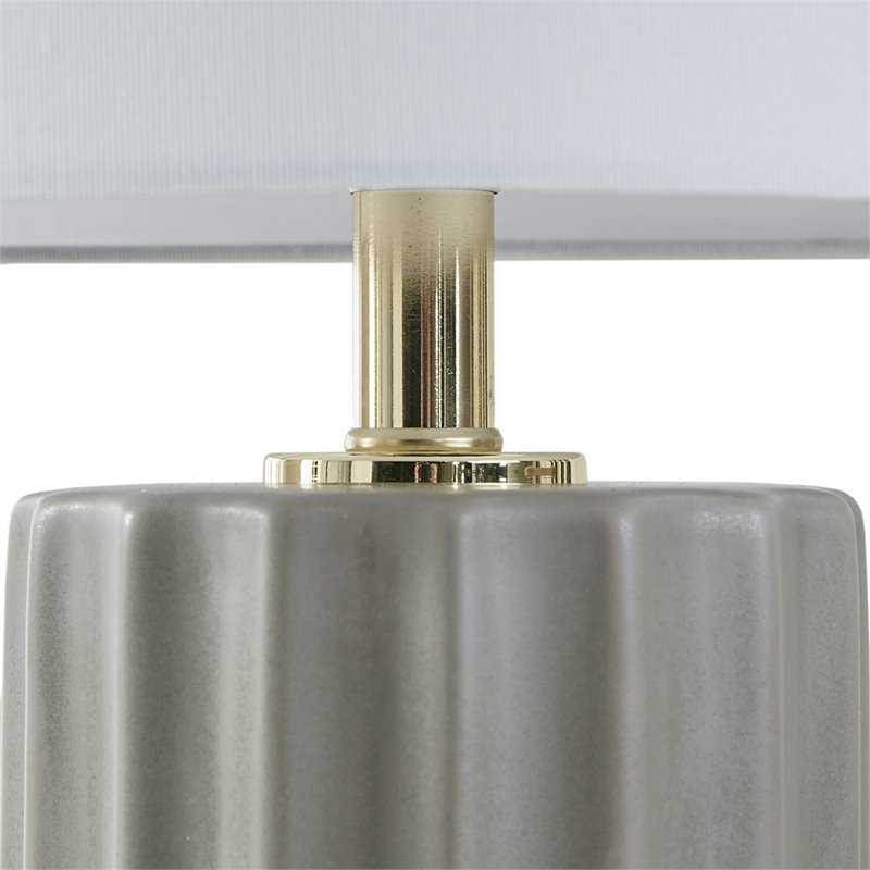 Martha Stewart Regina Modern Fabric and Ceramic Table Lamp in Gray