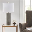 Martha Stewart Regina Modern Fabric and Ceramic Table Lamp in Gray