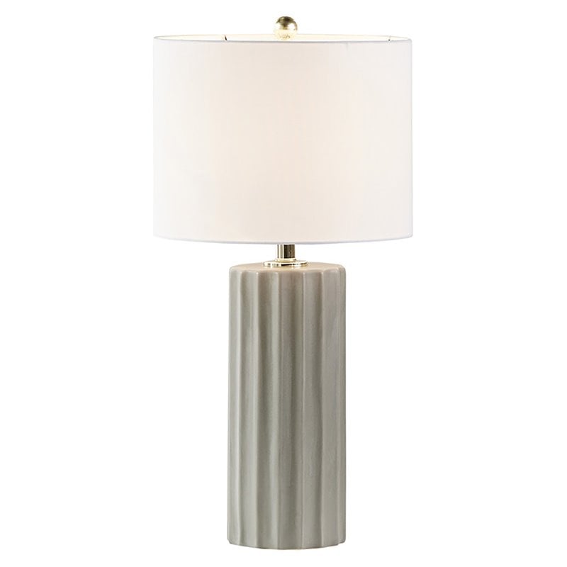 Martha Stewart Regina Modern Fabric and Ceramic Table Lamp in Gray
