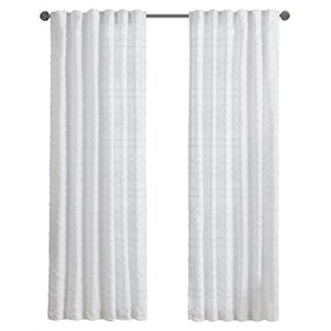 intelligent design annie polyester solid clipped jacquard window panel in ivory
