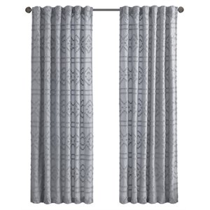 intelligent design annie polyester solid clipped jacquard window panel in gray