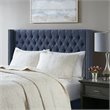 Madison Park Amelia Wood and Polyester Fabric Queen Headboard in Navy