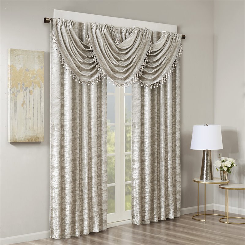 SunSmart Cassius Polyester Fabric Window Panel with BO Lining in Silver/Gray