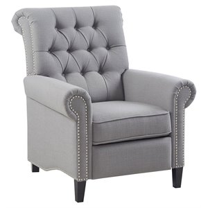 madison park aidan polyester fabric and solid wood push back recliner in gray