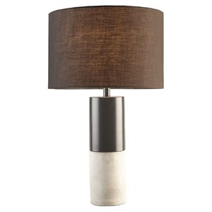 hampton hill fulton transitional metal and fabric table lamp in black/white