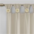 Madison Park Rosette Faux Linen Fabric Floral Cuff Tab Top Window Panel in Cream