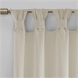 Madison Park Rosette Faux Linen Fabric Floral Cuff Tab Top Window Panel in Cream