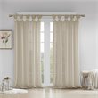Madison Park Rosette Faux Linen Fabric Floral Cuff Tab Top Window Panel in Cream