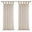 Madison Park Rosette Faux Linen Fabric Floral Cuff Tab Top Window Panel in Cream