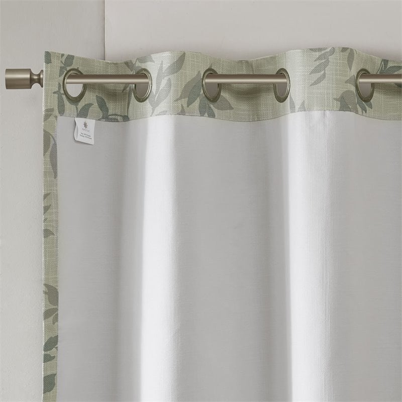 SunSmart Julie Polyester Fabric Botanical Blackout Window Panel in Ivory/Blue