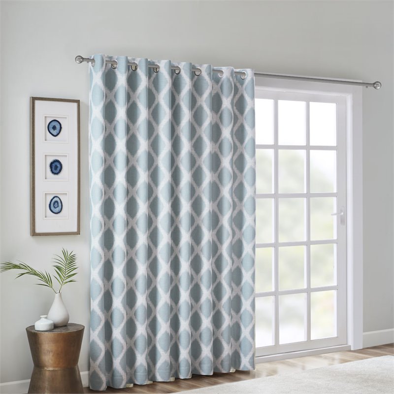 SunSmart Blakesly Modern Polyester Fabric Blackout Window Panel in Aqua Blue