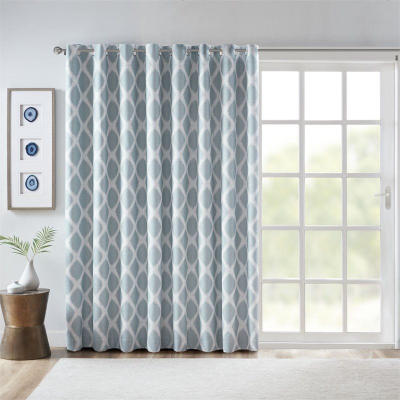 SunSmart Blakesly Modern Polyester Fabric Blackout Window Panel in Aqua Blue
