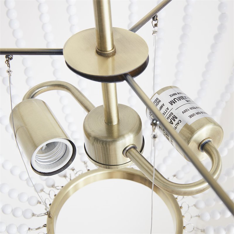 Hampton Hill Melrose Modern Metal Chandelier in Antique Brass/White