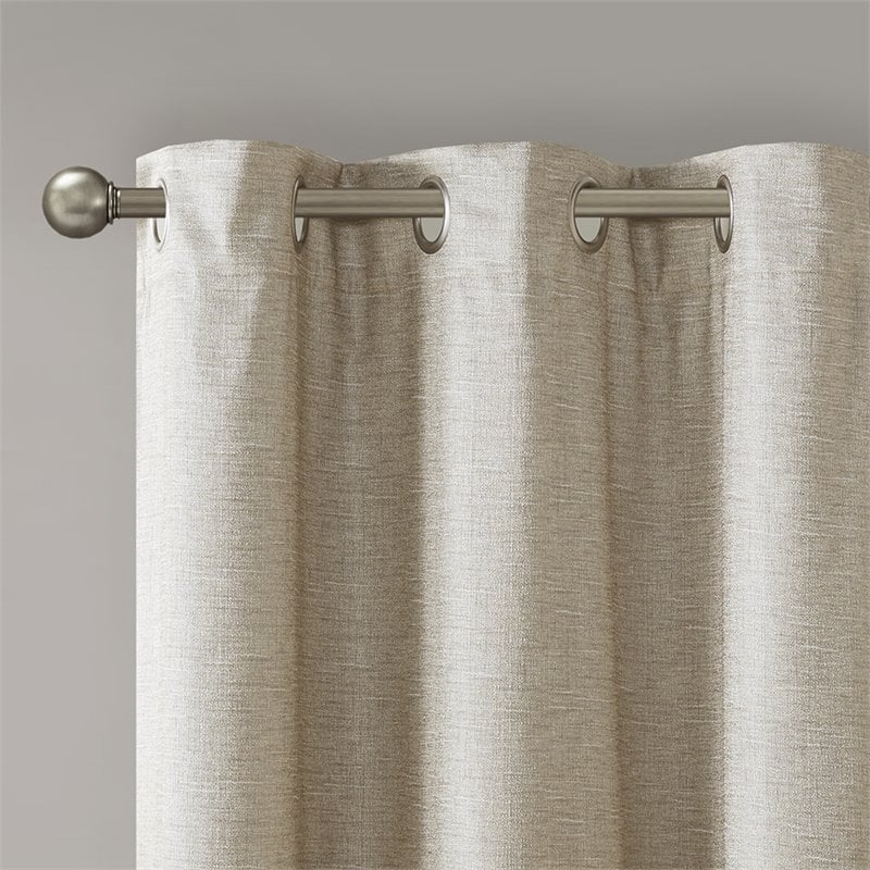 SunSmart Como Polyester Fabric Total Blackout Window Panel Pair in Taupe Beige
