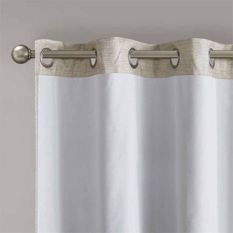 SunSmart Como Polyester Fabric Total Blackout Window Panel Pair in Taupe Beige