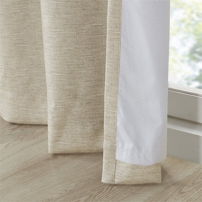 SunSmart Como Polyester Fabric Total Blackout Window Panel Pair in Taupe Beige