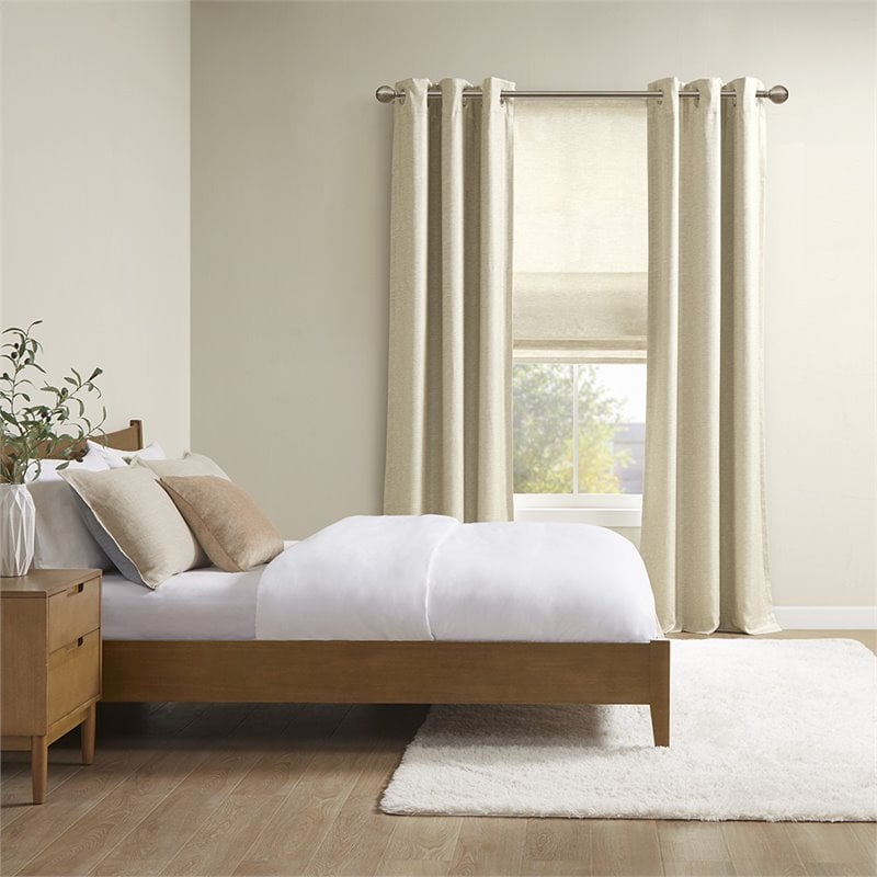SunSmart Como Polyester Fabric Total Blackout Window Panel Pair in Taupe Beige