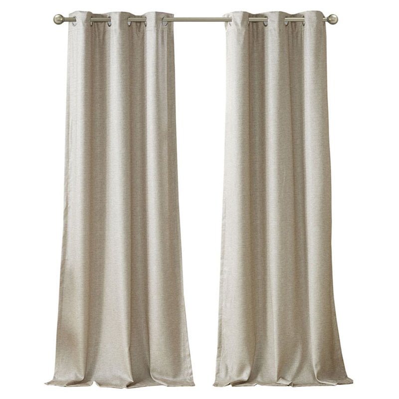 SunSmart Como Polyester Fabric Total Blackout Window Panel Pair in Taupe Beige