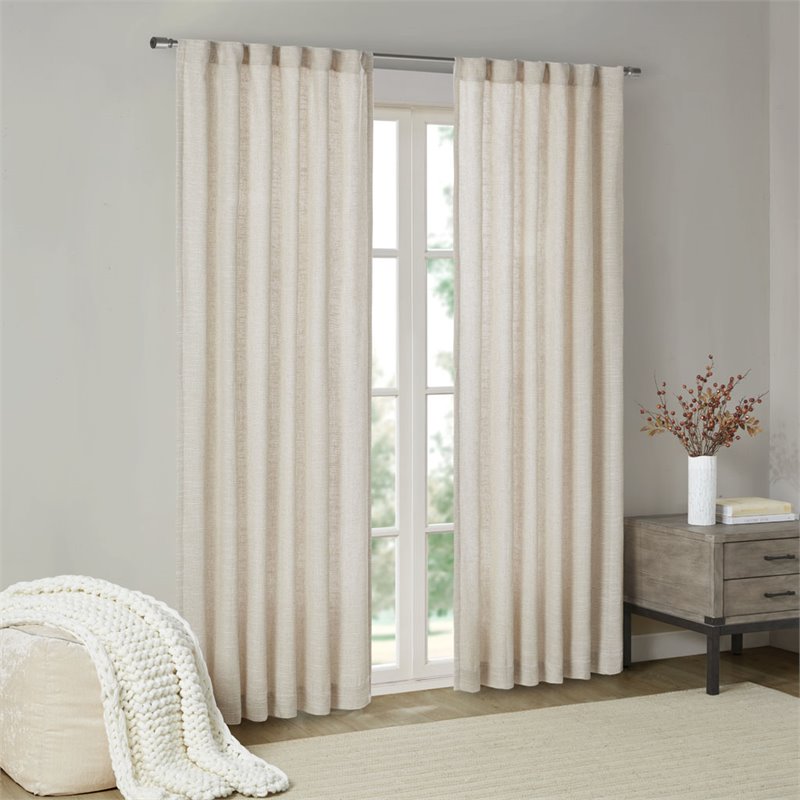 Madison Park Beals Polyester Rod Pocket Panel with Fleece Lining in Natural