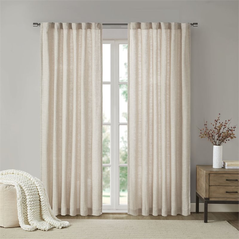Madison Park Beals Polyester Rod Pocket Panel with Fleece Lining in Natural