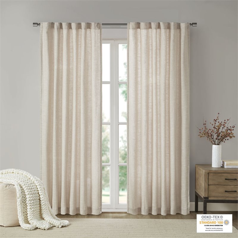Madison Park Beals Polyester Rod Pocket Panel with Fleece Lining in Natural